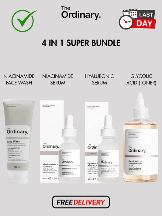 The Ordinary 4 in 1 Skincare Kit (Face Wash, Niacinamide, Hyaluronic Serum, Glycolic Acid )