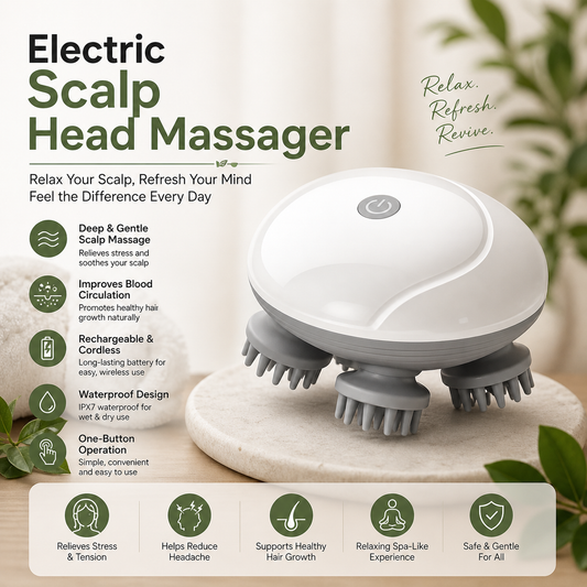 Electric Scalp Head Massager – Deep Relaxation, Hair Growth & Stress Relief Wireless Massager