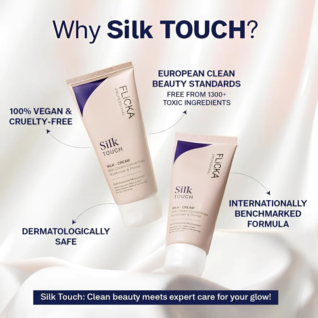 FLICKA Silk Touch 3-in-1 Face Blend & Shine Perfection Trio | Hydrating Primer + SPF Foundation