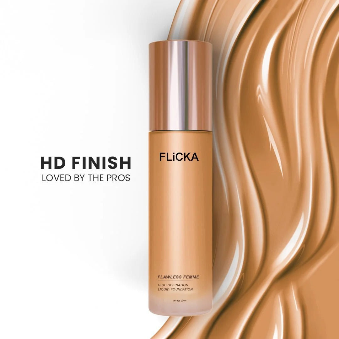 FLICKA Silk Touch 3-in-1 Face Blend & Shine Perfection Trio | Hydrating Primer + SPF Foundation